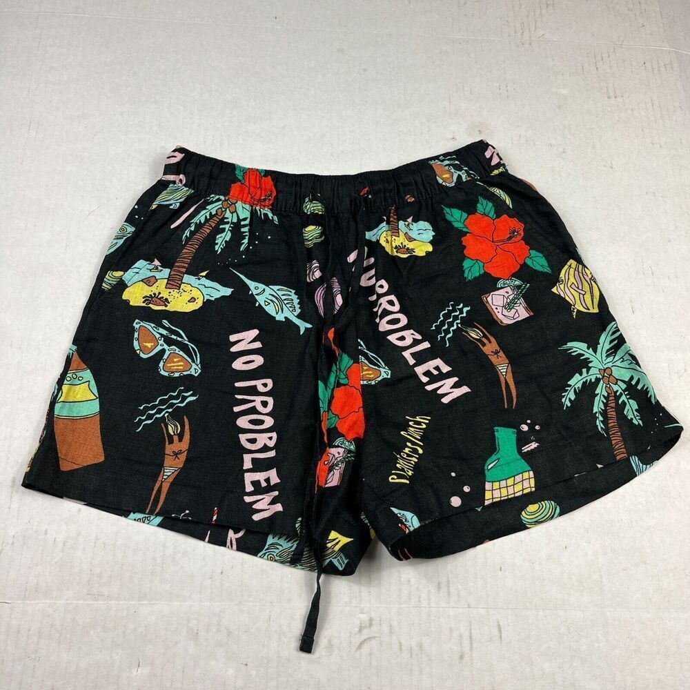 Nicole Miller Linen Shorts Jamaica Vacation Resort Wear Casual Relaxed Fit S